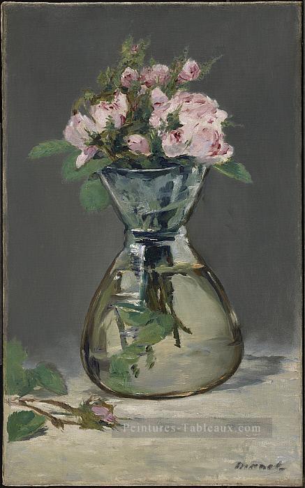 Roses mousse dans un vase fleur impressionnisme Édouard Manet Peintures à l'huile